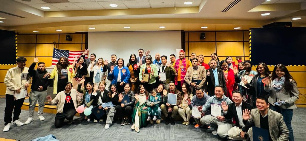 Sindhu USA Welfare Society members receiving community service recognition